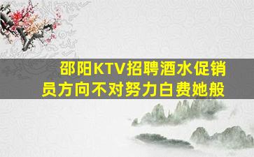 邵阳KTV招聘酒水促销员方向不对努力白费她般